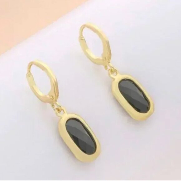 ⭐️❤️ FREE Gem Stone Oval Ran Drop Hipster Hoop Charm Faux Hippie Chic Earrings - Picture 2 of 2